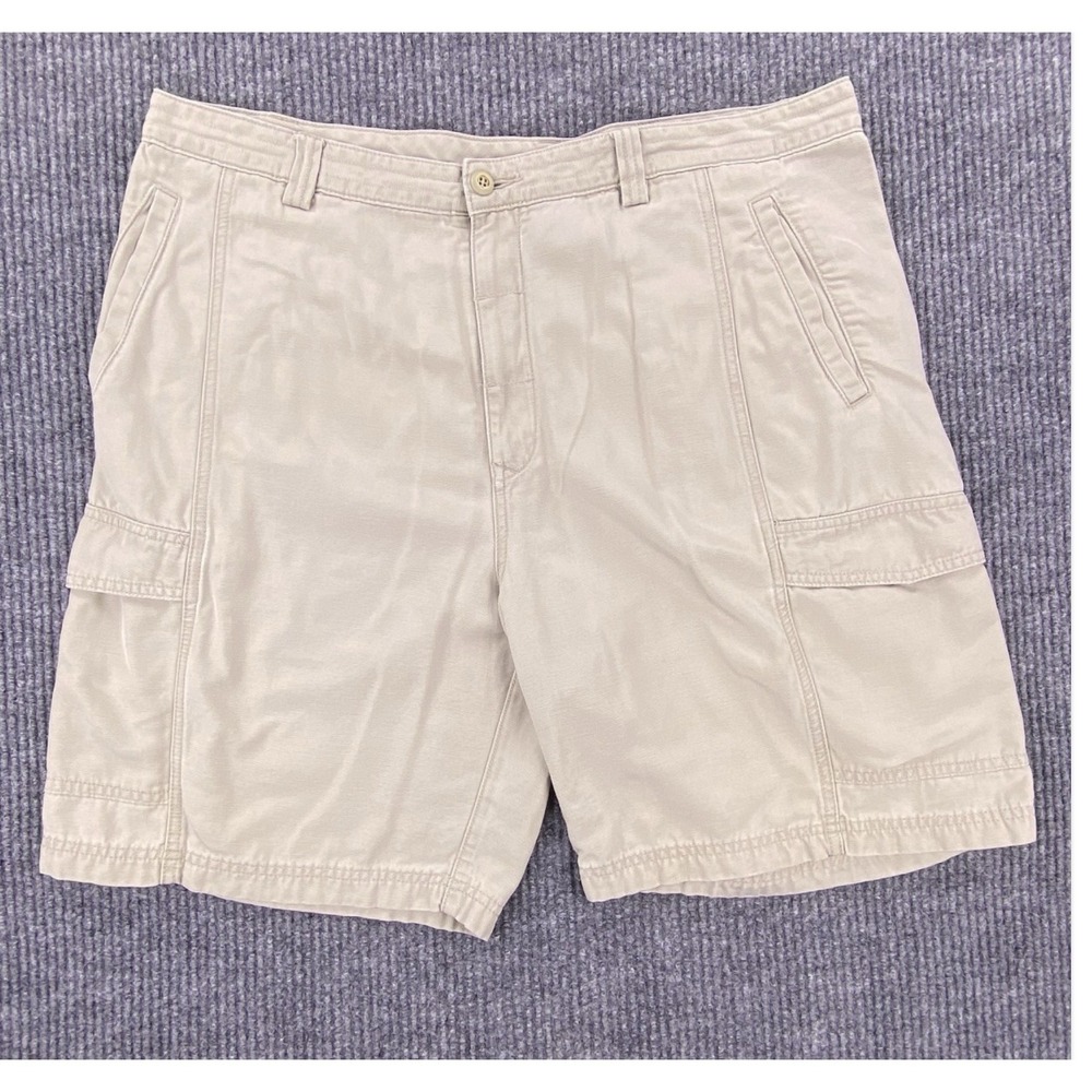 Tommy Bahama Relax Cargo Shorts Mens 42 Tan Tencel Cotton Casual Island Beach